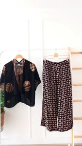 ONE SET OUTER BATIK CROP CELANA KULOT BASIC BATIK MODERN SETELAN BATIK KANTOR SERAGAM BATIK UNIFORM