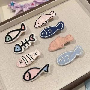 Cute Cartoon Ocean Fish Dolphin Fishbone Hair Clips s Sweet Bangs Broken Hair Fixed Hairpins Girls Fashion Hair Accessories