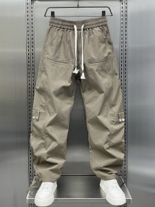 Mens Summer Casual Pants Loose Straight Leg Workwear Trousers Pure Color Spring Autumn Long Pants Stylish Fleece Lined