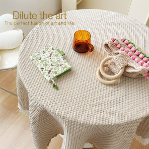 Mandarin Orange French Ins Style White Lace Cotton Linen Japanese Style Tablecloth round Dining Table Cover High End Feeling