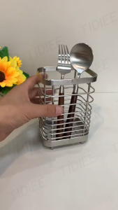 Stainless Steel Kitchen Utensil Drying Rack – Drainable Cutlery Basket for Chopsticks Spoons Forks & Knives