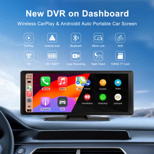 10.26 inch 4K Dash Camera Wireless Support CarPlay Android Auto Potable Screen Dashboard Recorder Plug and Play