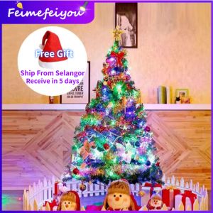 Bán đèn cây XMAS 1ft 4ft 6ft Trang trí quà tặng ánh sáng đầy đủ bộ hoàn chỉnh với dải ánh sáng trang trí đầy màu sắc với 3 chiếc mũ Giáng sinh miễn phí Bộ hoàn chỉnh với đèn LED cổ tích dải gói quà tặng các mặt hàng 2023 Trang trí cây