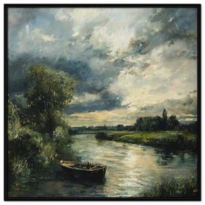 Tranh phong cảnh làng quê chiều hoàng hôn.Tranh treo tường dán tường sơn dầu canvasCGI-1604