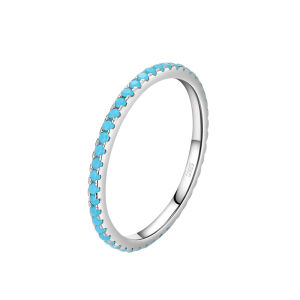 S925 Sterling Silver Ring Womens Fashion Jewelry Stackable Synthetic Turquoise Unique Design Ring for Index Finger