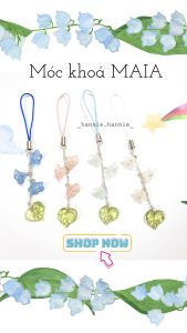 MAIA - Móc khóa hoa lá - Dây treo điện thoại handmade (Hồng/Tím/Xanh biển/Xanh lá/Vàng)