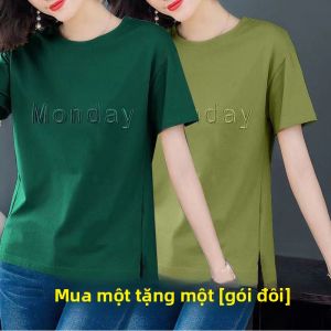 HUAXUNRAN | Áo Thun Dáng Rộng Giảm Cân Cho Phụ Nữ Trung Niên Áo Phông Có Thêu Tay Ngắn Thoải Mái Dành Cho Hàng Ngày Làm Việc và Tiệc Tùng