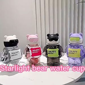 Botol Minum Anak Motif Happy Bear Karakter Lucu 800ml Tali Panjang Bpa Free/Botol minum Sedotan