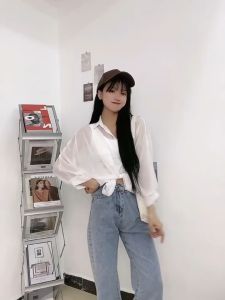 gainpro Shirt shirt style high quality chiffon long sleeves large size with 2 side pockets thin and comfortable to wear#c008 Womenswear Blouse Longsleeve Women