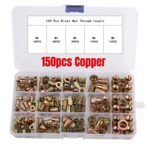 320Pcs Rivet Nuts Kit Flat Head Insert Nutsert Rivnuts Assortment Set Threaded Insert Nutserts Assort M3-M12 Bolts and Nuts