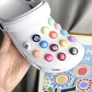 15/30Pcs Kids Sandal Shoe Charms Funny Letter M Bean Chocolate Candy Pins Small Decorative Accessories for Slippers DIY Parts