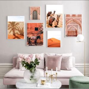 BILIBILI | Boho Landscape Wall Art Desert Travel Print Marrakech Poster Camel Canvas Print Painting Wall Picture Living Room Moroccan Decor