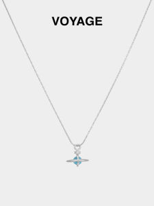 Blue Saturn Necklace Titanium Steel Womens Style 3D Necklace Sweater Chain Clavicle Chain High-End Accessory Korean Fashion