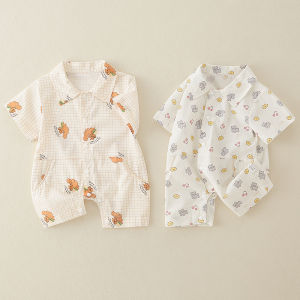 Summer Outfit for Baby Boys Pure Cotton Onesie Thin Short Sleeve Clothes Cute Baby Romper for Crawling Outdoor Princess Style Dress