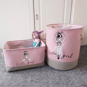 Baby Girls Canvas Collapsible Storage Basket Toys Cloth Organizer Pink Laundry Hamper Office Closet