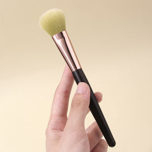 1 Soft Blush Brush with Round Head Loose Powder Contouring Makeup Brush Durable Wooden Handle Makeup Tool