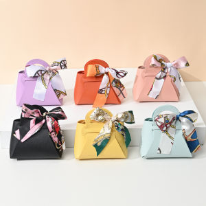 10/20/40Pcs Distribute Leather Gift Bags Wedding Favour Bag for Guest Mini Handbag with Ribbon Candy Packaging Box Party Decor