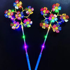 New Outdoor Decorative Six-Wheel Glowing Cartoon Windmill Childrens Toy Gift Night Popular Stall Small Commodities