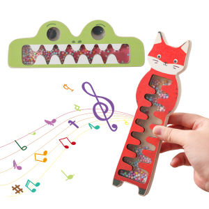 Rainmaker Sound Toy – Frog & Fox Designs Soothing Rain-like Sound Easy to Grasp Wooden Water-Based Paint No Battery Needed