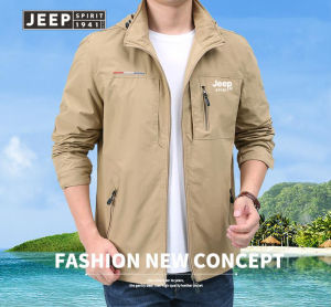 JEEP SPRอีกทั้งสำหรับผู้ชายหลวมขนาดใหญ่กันน้ำได้สำหรับฤดูใบไม้ผลิและฤดูใบไม้ร่วงแจ็คเก็ตกันลมเสื้อแจ็คเก็ตลำลองสำหรับวัยกลางคนและสำหรับชายหนุ่ม