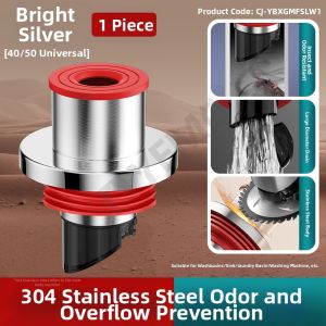 YEMO | Stainless Steel Anti-Reverse Valve for Washing Machine Drain Pipe with Sealing Cap and Anti-Odor Overflow Prevention