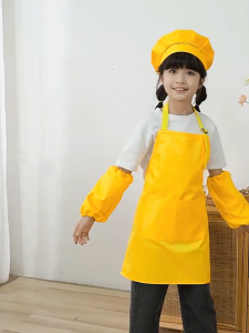 3PC Childrens Waterproof Apron Set Student apron Team Clothing Wear-resistant Adjustable Baking Cooking Tablie Drawing Painting Epron Kitchen Baking Cooking only apron