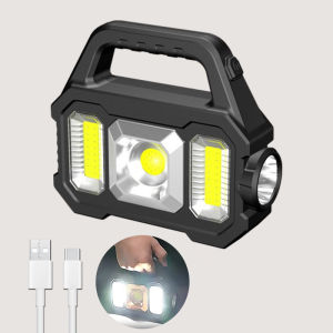 USB Charging Emergency Flashlight LED/COB Solar Exploration Flashlight IPX4 Waterproof Power Outdoor Light