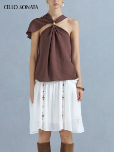 Cello Sonata | Elegant Linen Shawl Design Sleeveless Vest