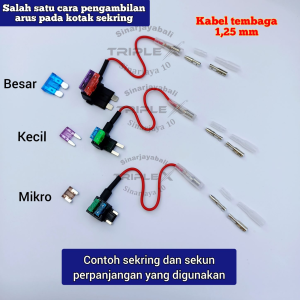Rumah Sekring Tancap Jumper Fuse 50 Biji Cabang Tap Adapter Ganda Dobel Mikro