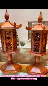 Đèn thờ bằng gỗ hương đá đồ trang trí ban thờ đền gỗ đèn nến gỗ thịt cao cấp hương đá ( Tính theo cặp )