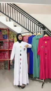 BAJU GAMIS PELANGI CRINKLE M L XL