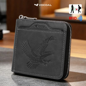 VOCOAL Mens Short Wallet RFID Soft PU Short Wallet Detachable Card Holder Wallet Large Capacity Purse Multi-Card Position ID Credit Cards Holders Coin Pouch PU Leather Zippered Bag Business Wallets