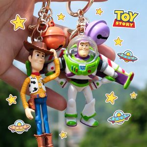 Bandai | 2026 NEW Cute Toy Story Woody And Buzz Lightyear Doll Keychain Bag Cartoon Pendant Anime Figure Accessory For Birthday Gift