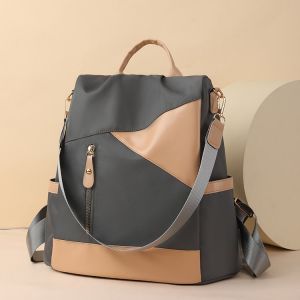 Patchwork Backpack Womens Contrast Color Nylon Shoulder Bag 2024 Spring New Arrival Student Multi-Purpose K-style Womens Backpack