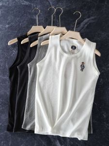 Áo Ba Lỗ Thêu Họa Tiết Gấu Đơn Giản Mùa Hè Cho Thanh Thiếu Niên Thể Thao Thường Ngày Cổ Chữ V Tay Ngắn Phong Cách Mỹ