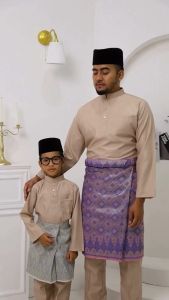 Brand Sempurna Baju Melayu Sepasang Warna Nude Modern Slim Fit Cotton Baju Raya - ( C013BM ) BMC