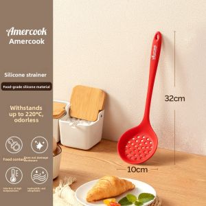AMERCOOK | Non-stick Kitchen Spatula Heat-resistant Soup Ladle Slotted Spoon Set