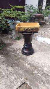 Pot kotak relief 40cm karakter bonsai sancang.