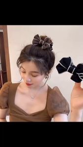 F4 Jepit Rambut Korea 8.3cm Aksen Pita untuk Cepol Sanggul Ponytail Bowknot Hair Bun Maker HFS004