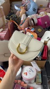 Túi Gabin Móng Ngưạ C N K Full Trắng - Đen 2 Dây Thay Thế Form Cứng Cáp Video Thật Size 18cm (Authentic Tuồn)