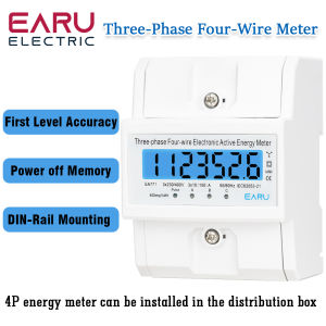 100A 3 Phase LCD Digital Display with Backlight Power Meter in Energy Meters Smart Electric Meter Kwh Meter AC 380V Din Rail