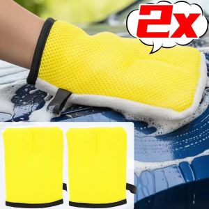 2PCS Double-sided Microfiber Car Wash Bristle Gloves Super Absorbent Care Cleaning Gloves Detailing Brush Towel Scratch-Free Car Wash Cleaning Tools