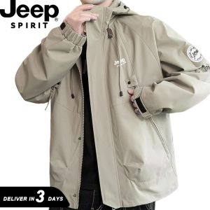 JEEP SPIRIT ยูนิเซ็กซ์ Hoodies แจ็คเก็ตน้ำหนักเบากันน้ำ Windbreaker กีฬา แจ็คเก็ตเดินป่า