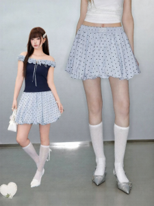 Unifree | Dot Pattern High Waist Pleated Skirt