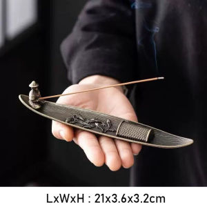 Zen Japanese Style Ark Incense Burner Metal Fishing Sandalwood Incense Sticks Holder Alloy Buddish Censers Creative Ashtray