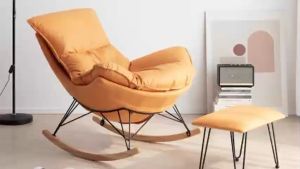 Ghế bập bênh thư giãn đọc sách tặng kèm đôn gác chân bọc da vải cao cấp tiện lợi G-01 ( Hàng nhập khẩu )