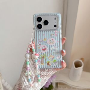 Sanrio | Cute Cartoon Colorful Square KT Cat Melody Phone Case For iPhone 17 Pro Max 16 15 Pro Max Shockproof Protective Soft Cover Funda