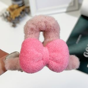 Colorful Woolen Butterfly Knot Hair Clip Lamb Fur Medium Size Shark Clamp Autumn Winter Hair Accessories Headwear Back of Head Clip