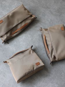 Waterproof Nylon Jazz Small Strong Inner Bag Oil Wax Leather Storage Bag Toiletry Bag Handheld Soft Polyester Lining Leisure