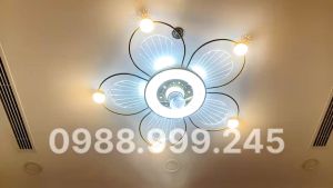 Đèn quạt ốp sát trần hiện đại dành cho trần nhà thấp chung cư - phòng khách - phòng ngủ có điều khiển từ xa BH 24 tháng